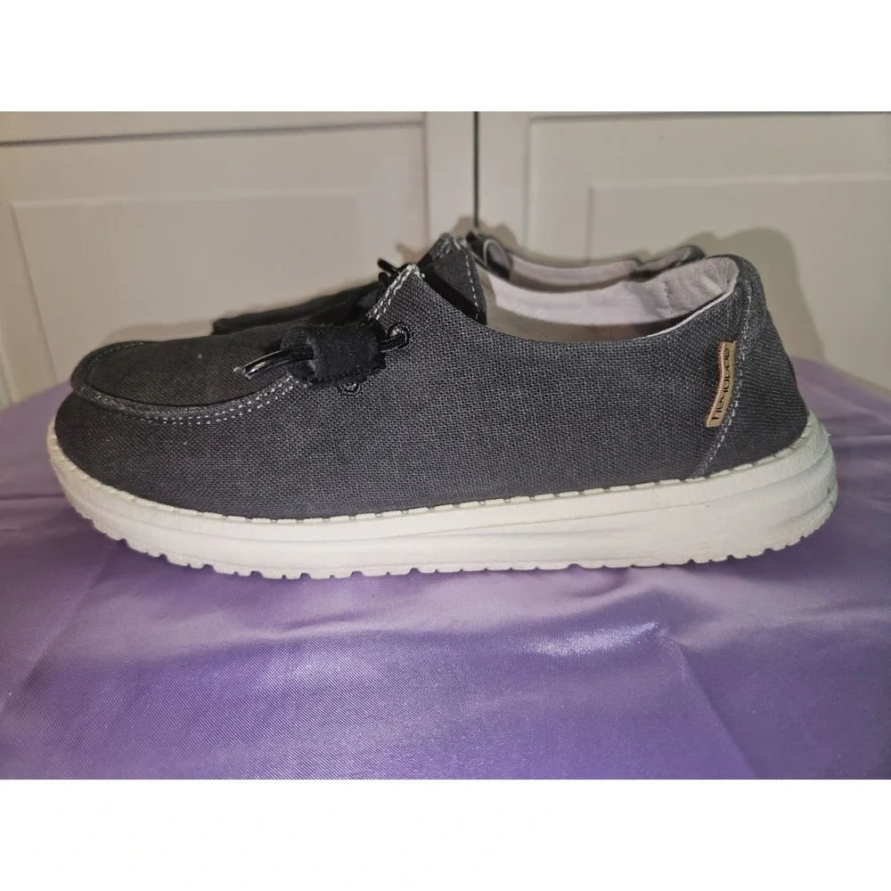 Hey‎ Dude Women's Wendy Canvas Loafers Black Odyssey Shoes Size 10